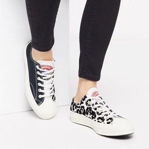 Split cheetah print converse
